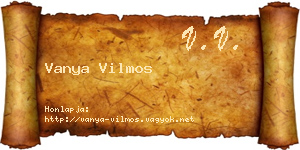 Vanya Vilmos névjegykártya